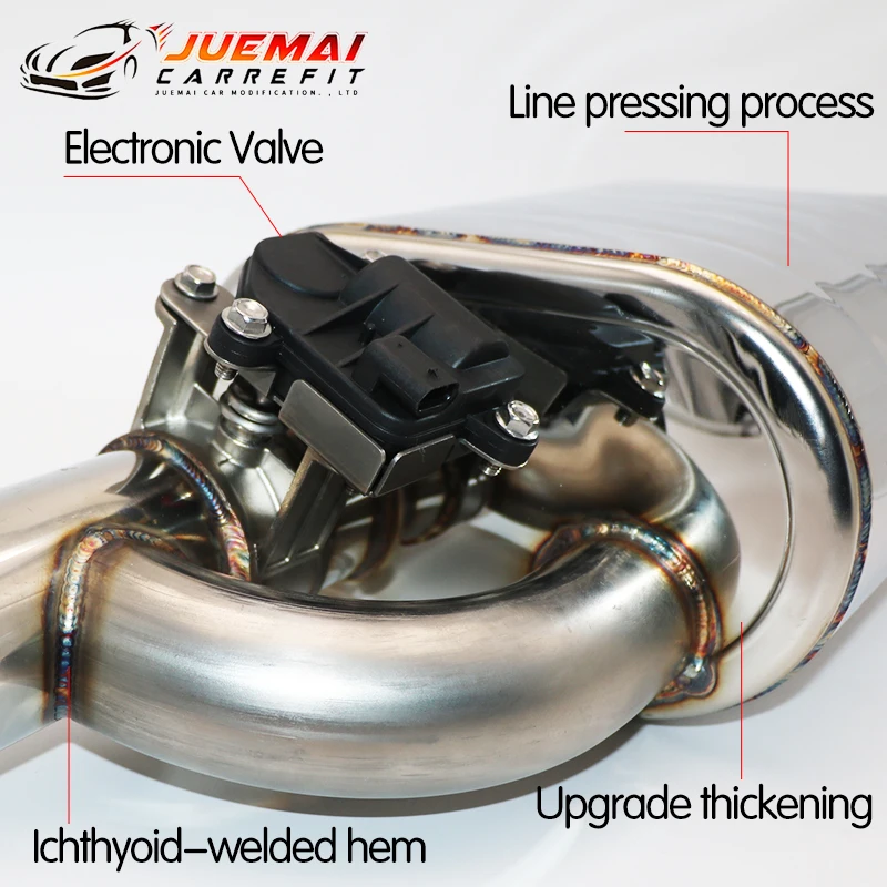 JUEMAI Electronic Exhaust Valve Muffler System Remote Control with Bypass Silencer Stainless Steel Universal 51 60 63 MM