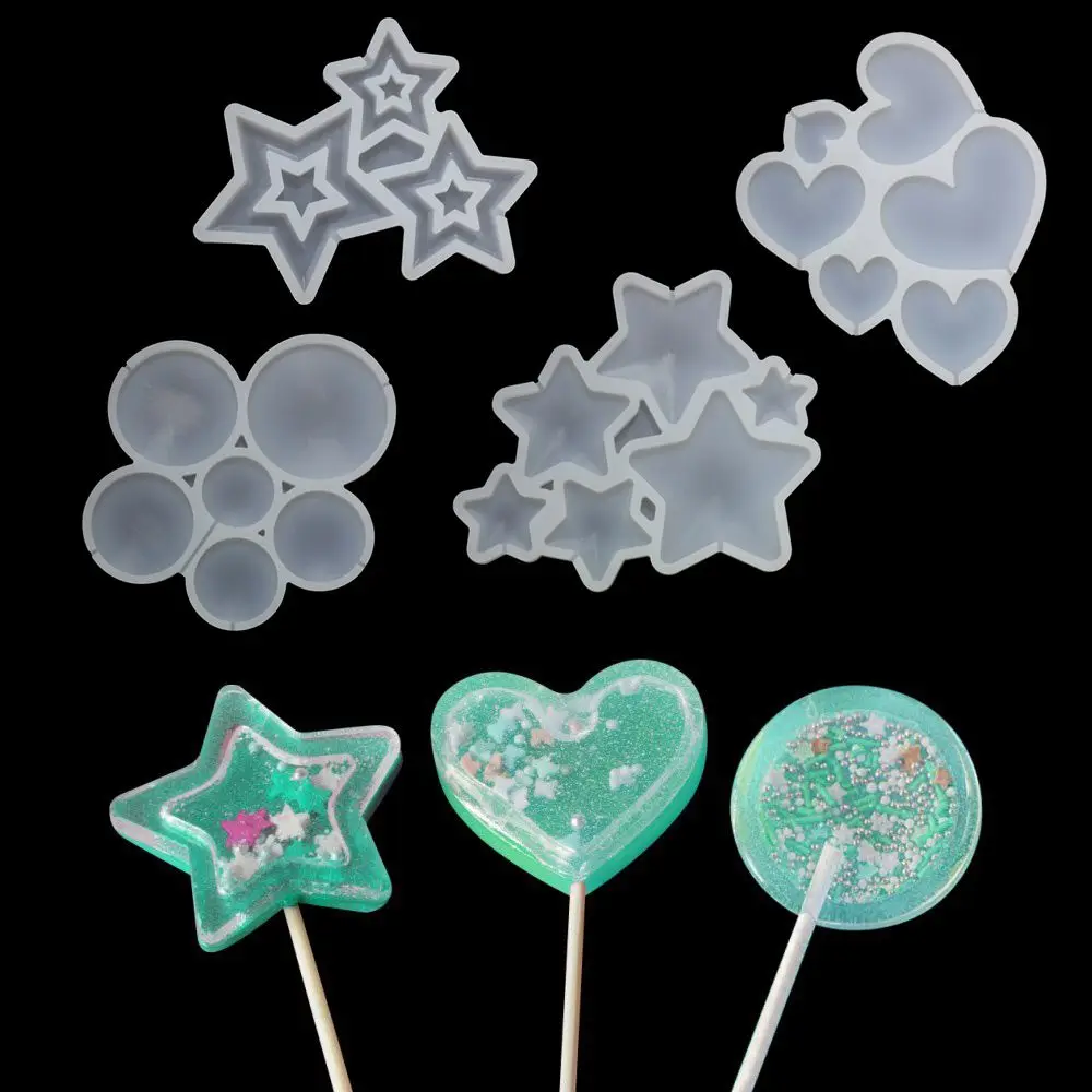 New Lollipop Silicone Mold Star/Round/Heart Shape Chocolate Candy Cake Moulds For Birthday DIY Decorating Tool Baking Accessory