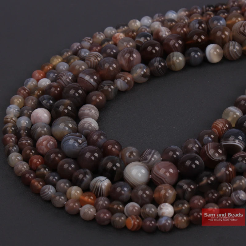 Wholesale Natural Stone Botswana Sardonyx Agates Round Loose Beads 6 8 10 12MM for Braceet Necklace Making BSAB10