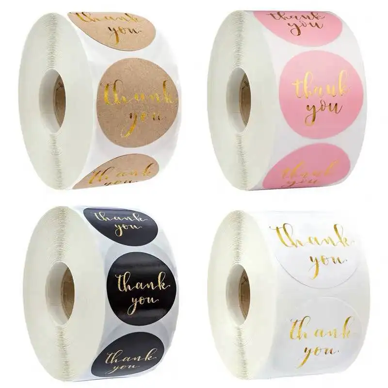 100/500pcs Round Thank You Stickers 1inch Wedding Favors and Party Handmade Stickers Envelope Seal Stationery Sticker