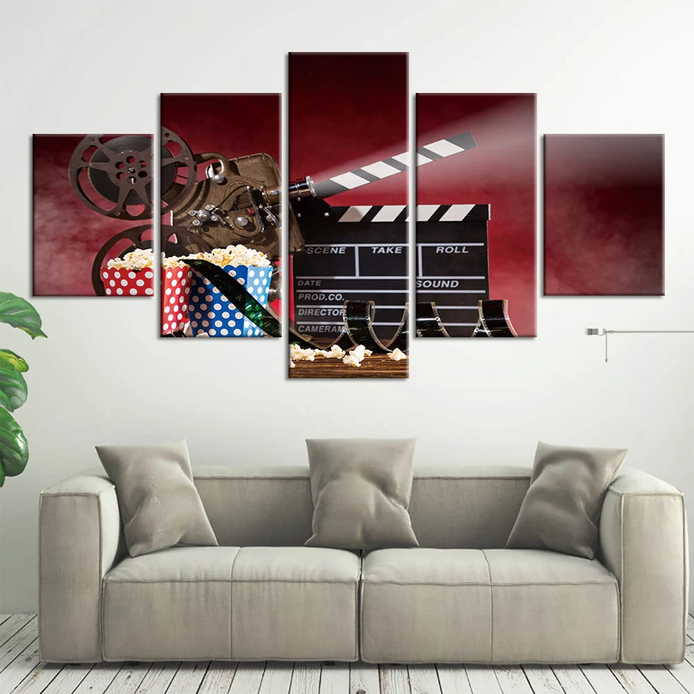 Painting Wall Art Canvas Prints Traditional Film Playing Camera Wall Pictures for Living Room Home Decor