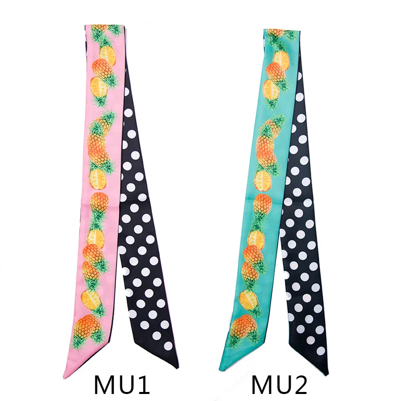 

Explosion Double-sided Pineapple Models Dot Narrow Scarfs Diagonal Strip 5*100cm Small Scarves Twill Tied Bag Scarf Hair Band