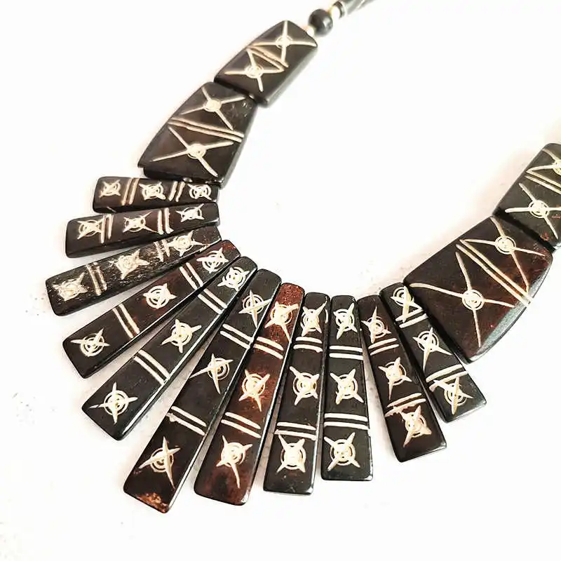 Tibetan Hand Carved Totem Amulet Statement Big Necklace Tibet Yak Bone Necklace Multi Designs TNL431