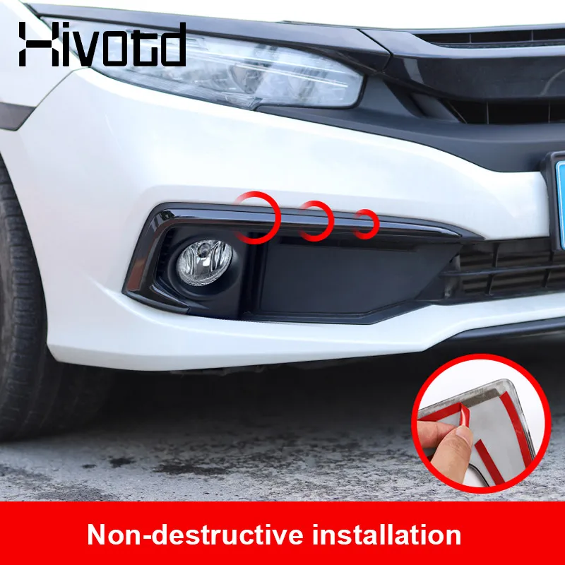 Car Front Bumper Fog Lights Lamps Frame Cover Headlight Plate Trim Sticker Exterior Accessories For Honda Civic 10th 2019-2021 - Image 6