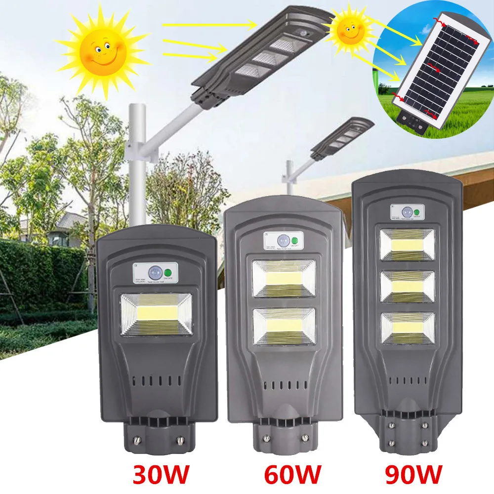 

Solar Street Light 30W 60 90W LED Wall Lamp Waterproof Outdoor Radar Motion for Garden Yard Flood Lamp Solar Lights with Remote