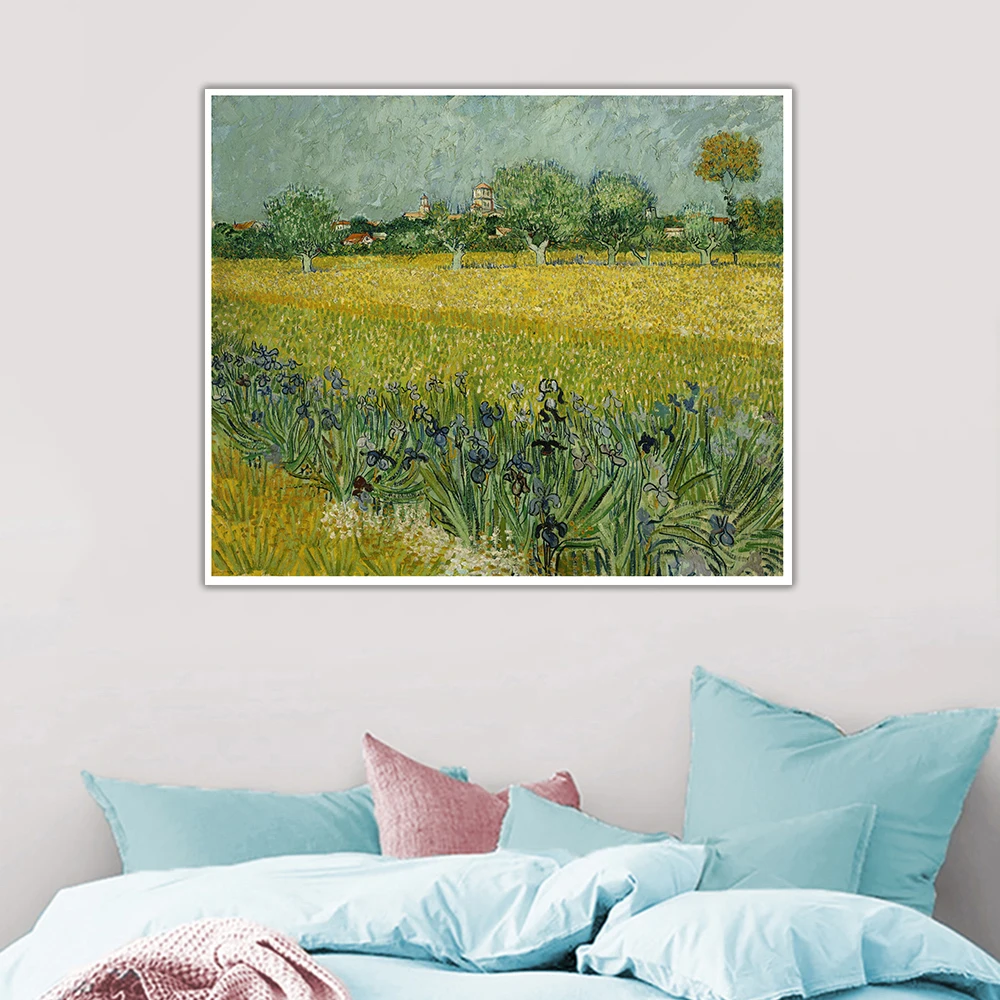 Citon Van Gogh《Field with Flowers near Arles》Canvas Art Oil Painting Famous Artwork Poster Picture Wall Decor Home Decoration