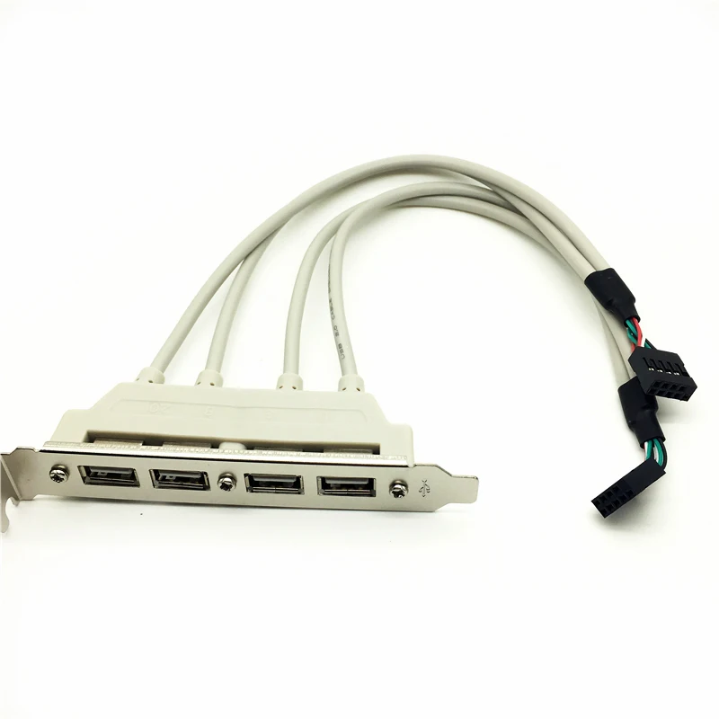 Dual 9pin to USB Extension Line Takes Ear Baffle Shielded Custom Dupont 2.54 Header to 2/4Port USB 2.0 Female Cable PCI Bracket