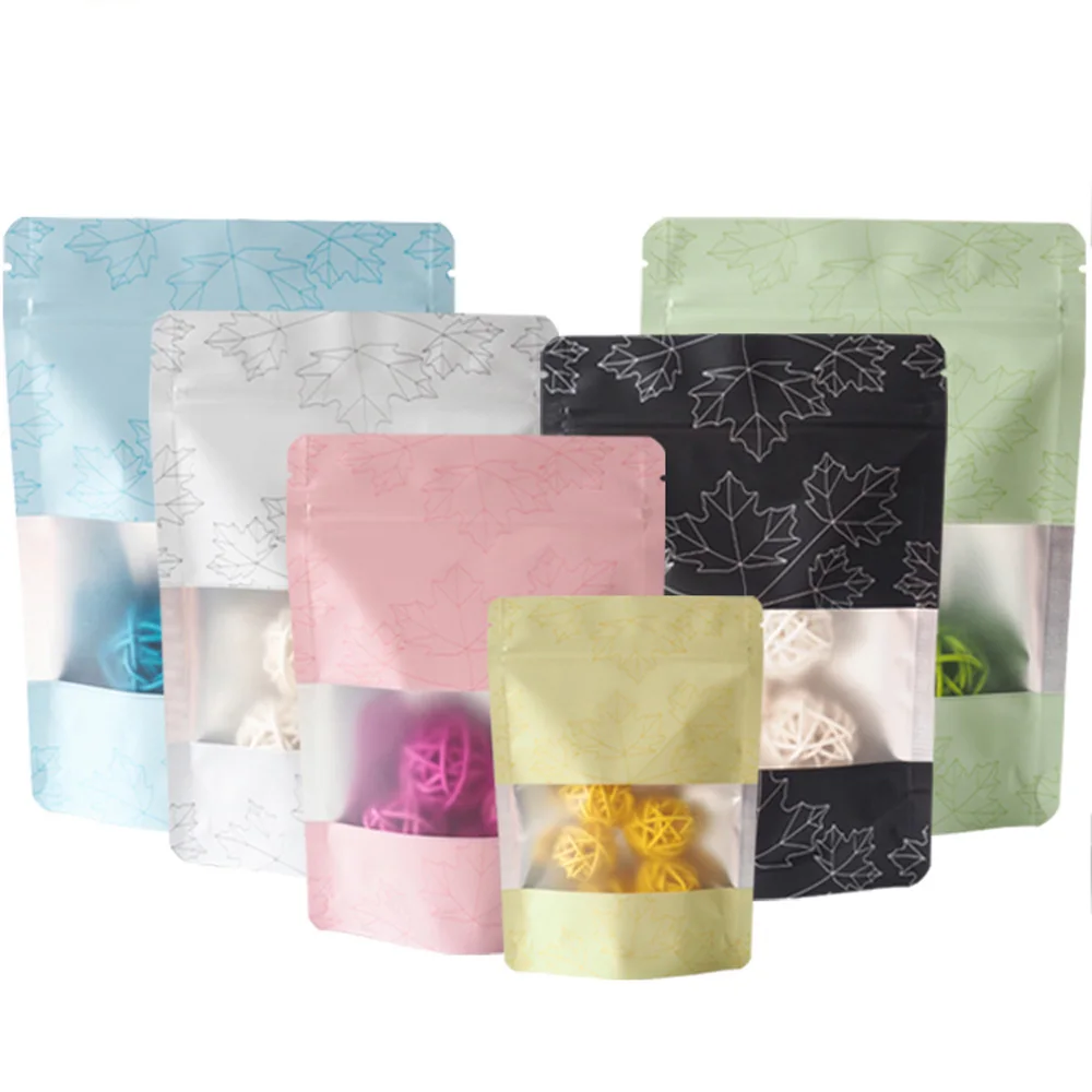 

Aluminum Mylar Packaging Bags,Eco-friendly Plastic Bag,Stand Up Herb Pouch,Reusable Ziplock Bags with Window and Pattern,100PCs