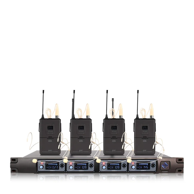 wireless headset microphone system UHF 4 channel for church lavalier karaoke lapel  mics for singers condenser Recording studio