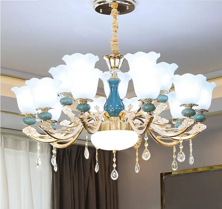 

European style chandelier luxury atmosphere living room ceramic crystal simple modern simple European restaurant new lamp