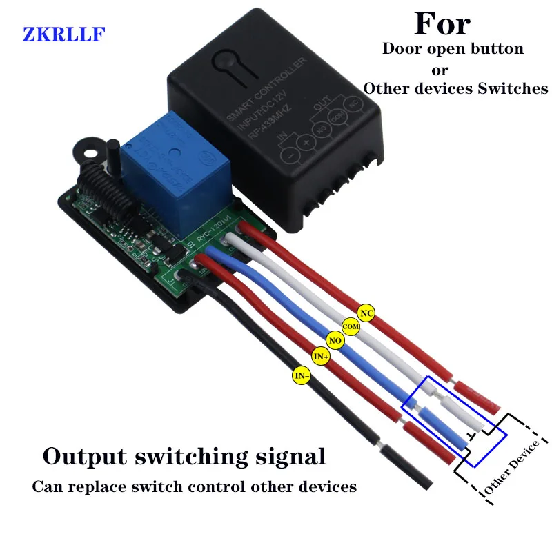 Interruttore di controllo remoto wireless universale a radiofrequenza 433MHz DC 12V modulo ricevitore a 1 canale porta di blocco del Garage