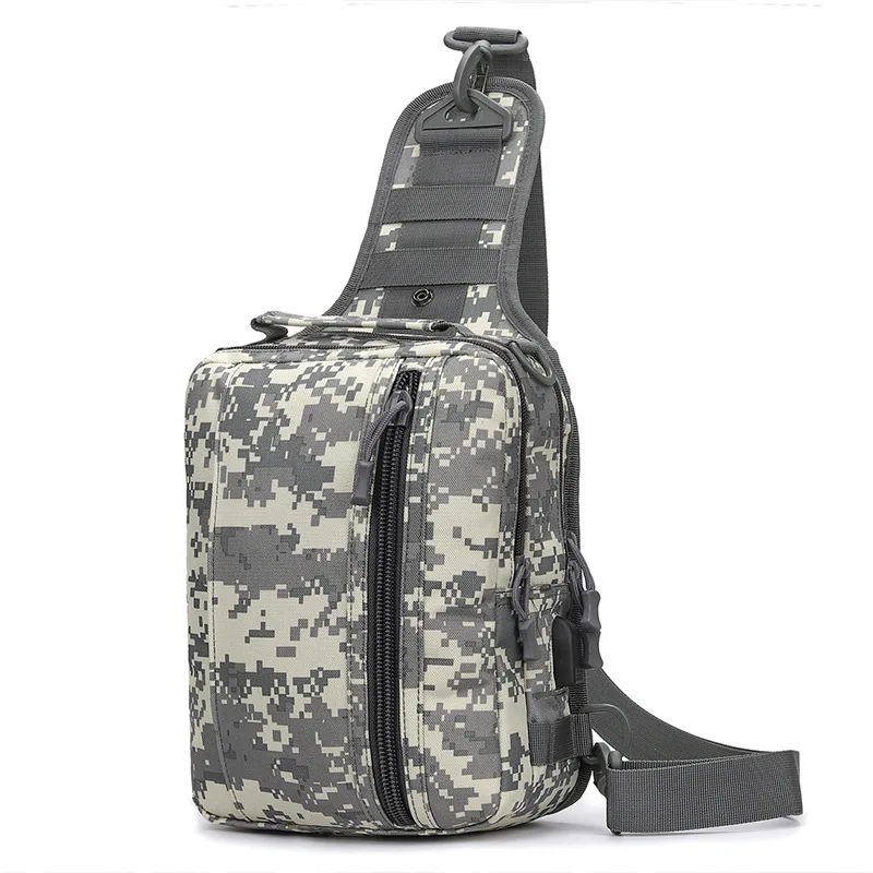 Tactical Shoulder Bag, Camuflagem Peito Mochila, ao ar livre, Caminhadas, Camping, Pesca