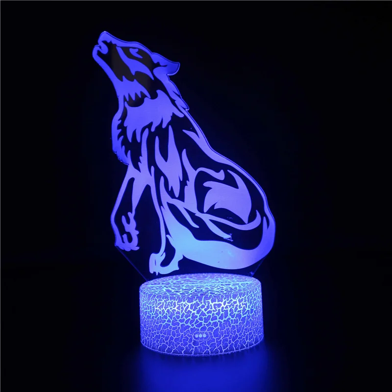 3d Wolf Lamp Illusion Led Night Light 16 Color Change Desk Table Lamp Lion Toys Lights Christmas Gift for Kids Boys Room Decor