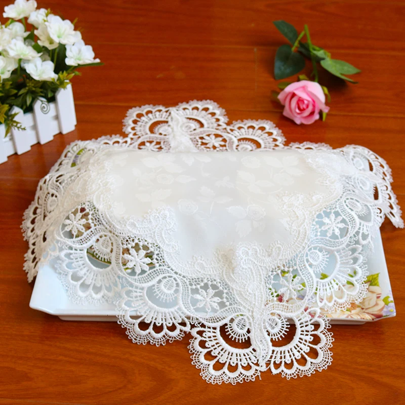 Modern Fashion Brocade Water Soluble Embroidery Simple Placemat Coaster Balcony Coffee Table Mat Bakeware Furniture Decoration