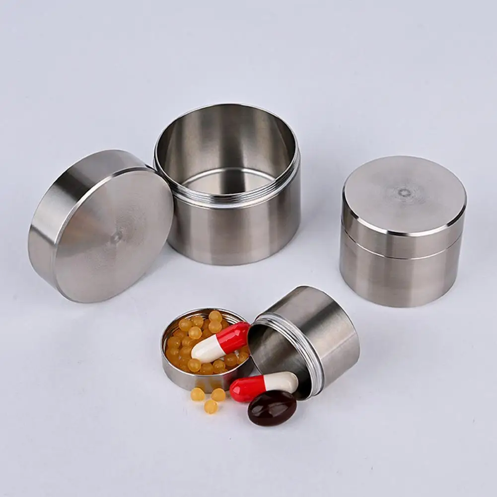 Airtight Pill Holder Moisture-proof Stainless Steel Tea Can Small Travel Portable Container Jar Sugar Coffee Caddy Organizer