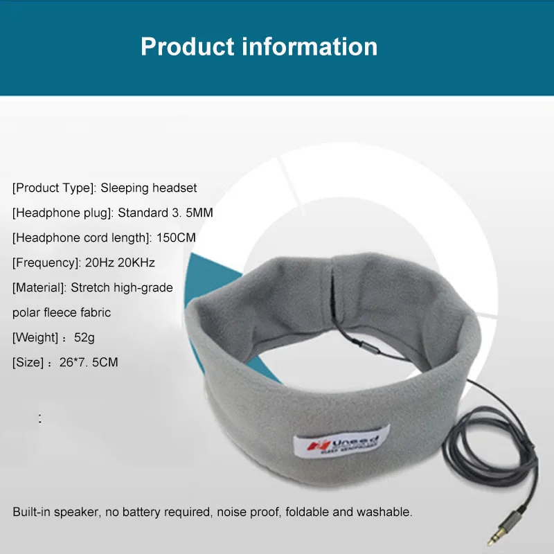通気性のある有線スリープヘッドセット,ソフトヘッドバンドイヤホン,音楽プレーヤー,3.5mmプラグ,携帯電話,PC,誕生日,ギフト用