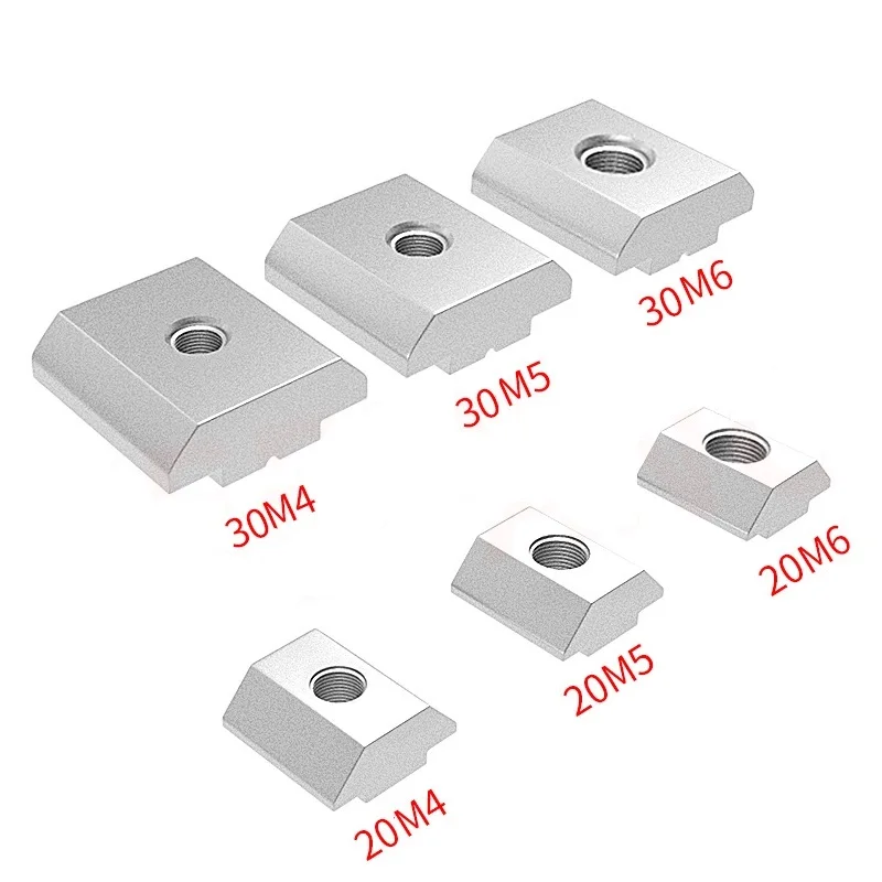 MEGA 100pcs 50pcs Block Square T Nuts Sliding Slot Hammer Boat Nuts M3 M4 M5 M6 Fastener For T-Track 2020 3030 Aluminum Profiles