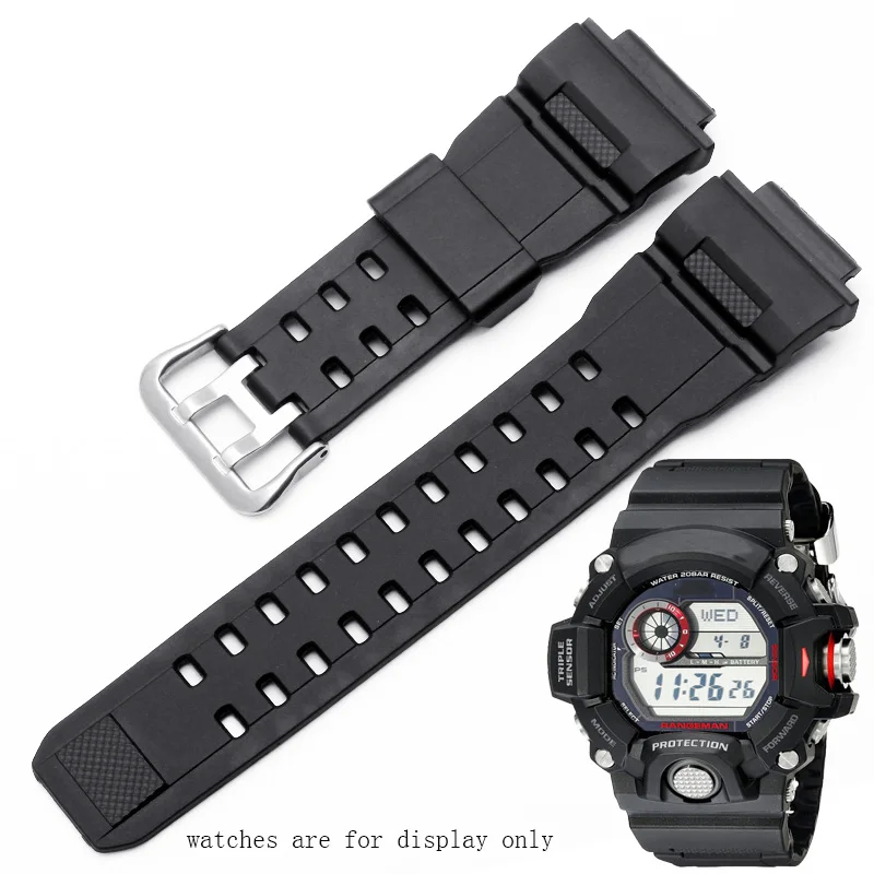 Yopo Replacement Strap For GW-9400 Series Waterproof Silicone Watchband Convex Interface Black Sports Rubber Watch Chain