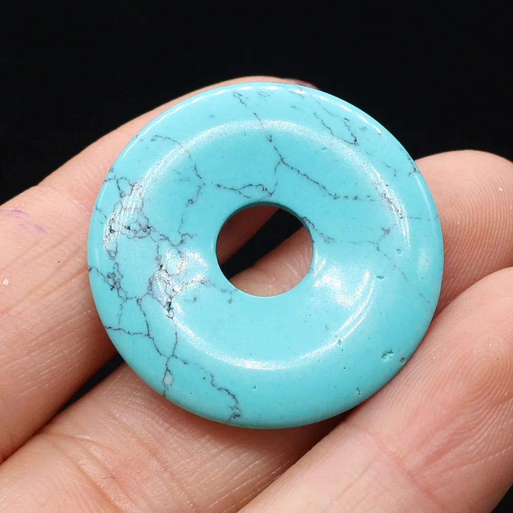 New Fashion Natural Agates Beads Donuts Malachite Opal Turquoises Big Hole Bead DIY Earring Necklace Bracelet Jewelry Making 1PC