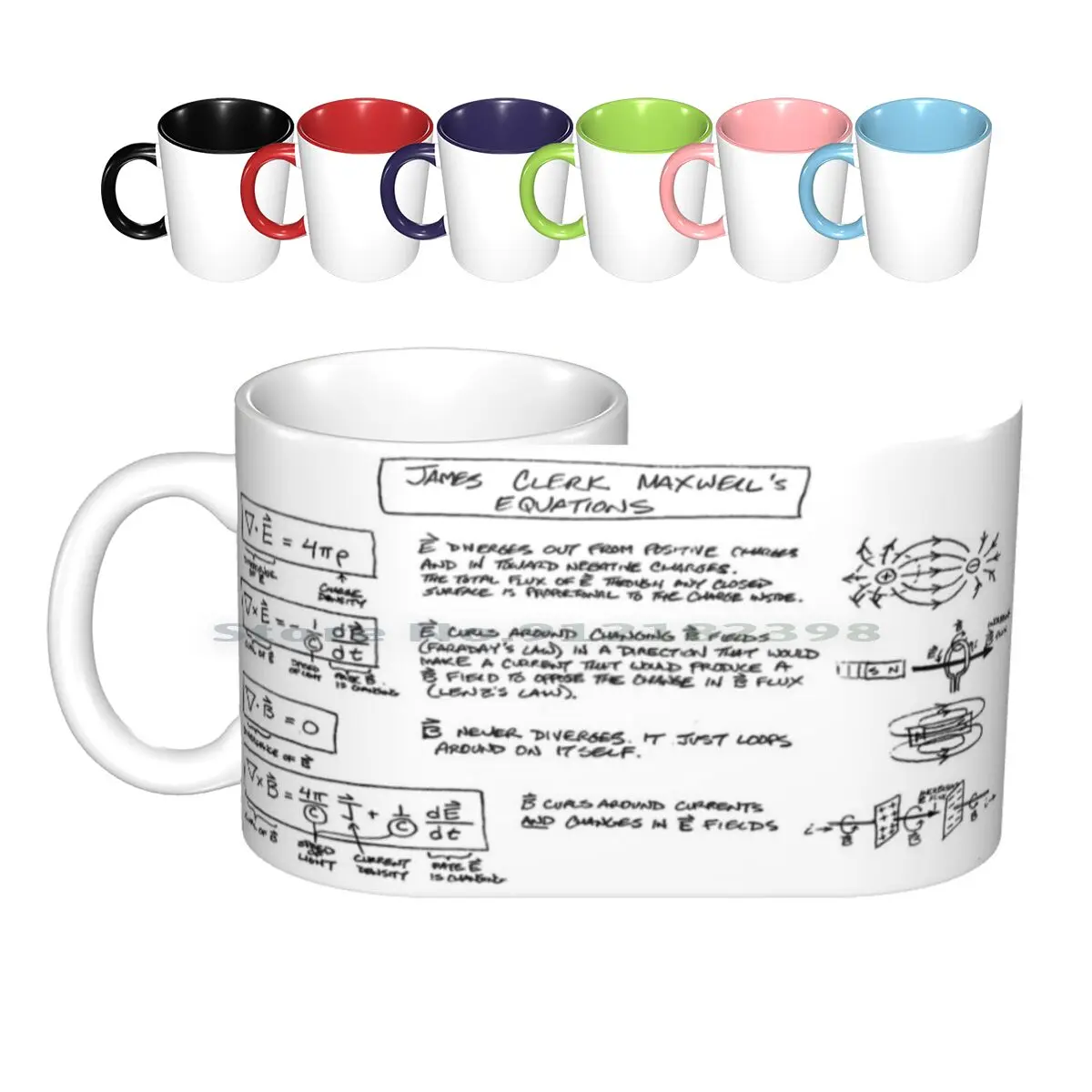 Maxwell's Equations [ Light ] Ceramic Mugs Coffee Cups Milk Tea Mug James Clerk Maxwell Physics Equations Mathematics Math