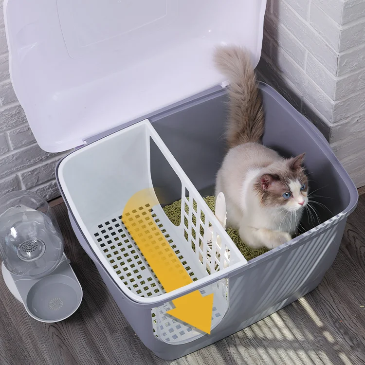 

Plastic Extra Large Cat Litter Box Fully Enclosed Pet Toilet Cats Toilet Cat Bedpans Areneros Para Gatos Pet Products BN50LB