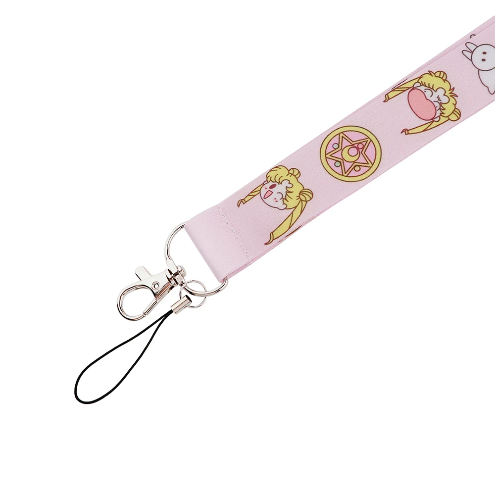 JF894 Anime Purple Cat Lanyards Cute Neck Strap Phone Buttons ID Card Lanyard Buttons DIY Hanging Rope Lanyards Gifts