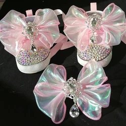 Kristal lüks Rhinestones bebek kız ayakkabı güneş gözlüğü Hairband ilk yürüteç Sparkle Bling kristaller prenses ayakkabı duş hediye