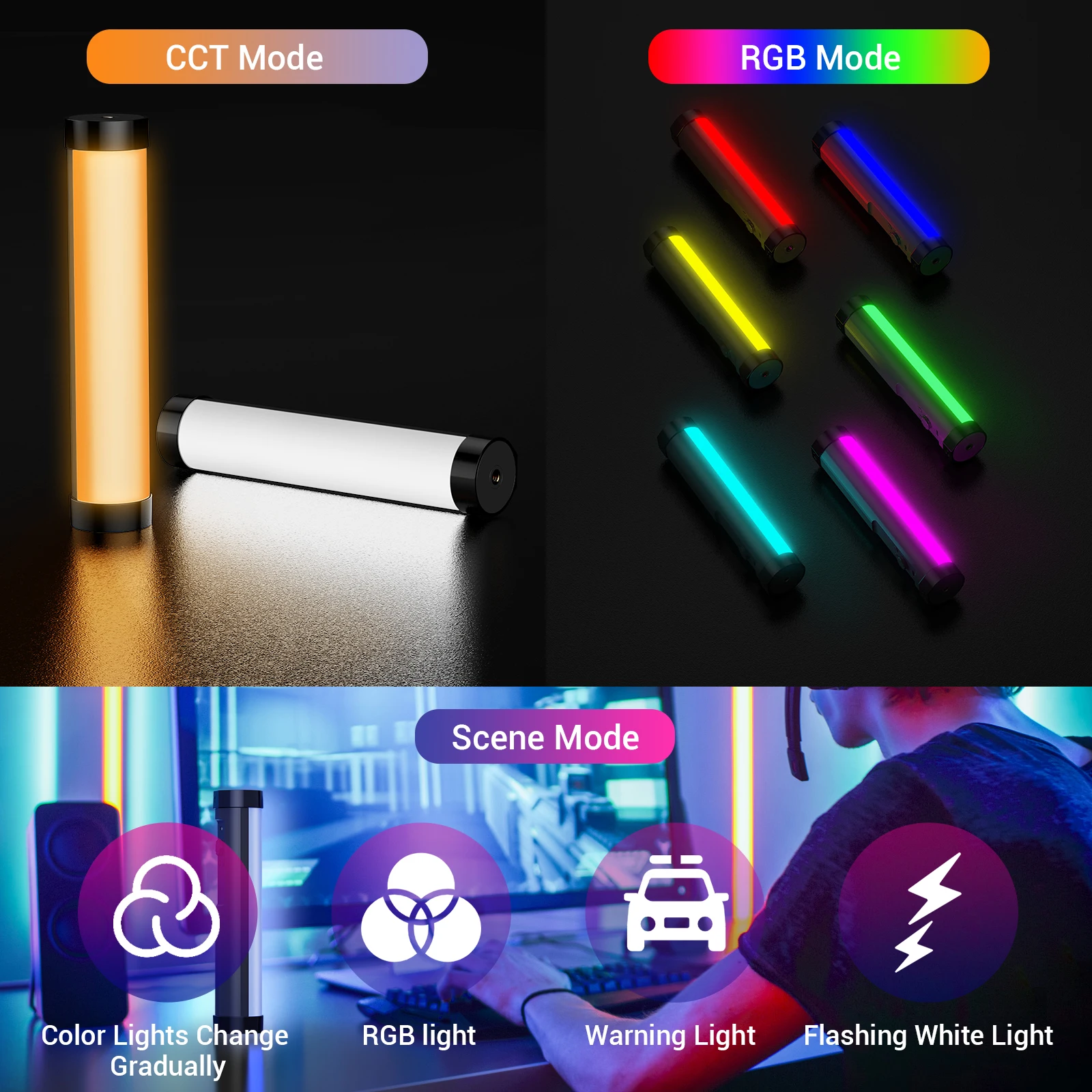 LUXCEO P100 RGB LED Selfie Fill Light Handheld Tube Stick Photo Studio Light for Video Photography YouTube TikTok