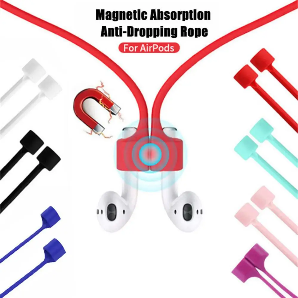Magnetic Anti-Lost Wireless Earphone Hanging Rope Cable Lanyard For Air Pods 1 2 Silicone Lanyard Earphone Anti-Lost Cord