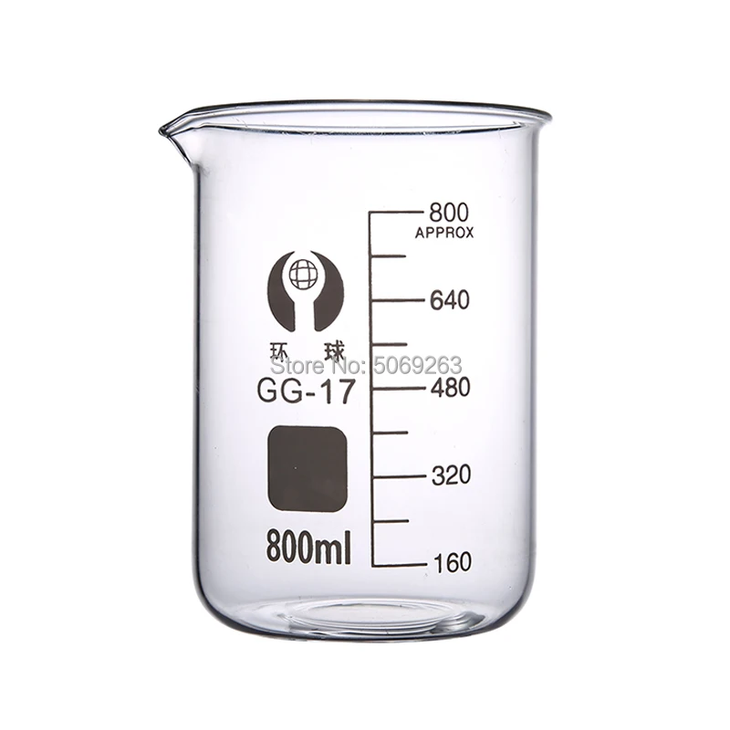 Copo de vidro borossilicato para laboratório, forma química 3.3 vidro com graduação, alta qualidade, todos os tamanhos, 1 conjunto