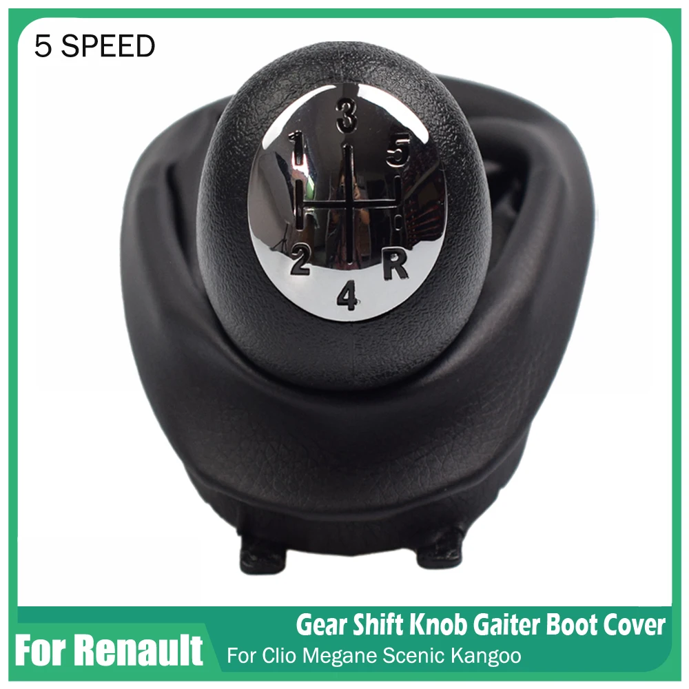 Manual 5 Speed Car Gear Shift Knob Lever with Boot Cover for Renault Clio 2 Clio 3 Megane 2 Scenic 2 Kangoo