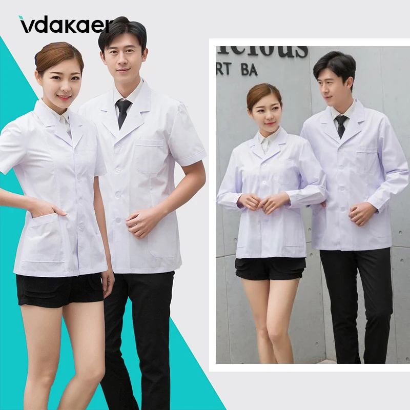 Uniformes de media longitud para hombre o mujer, abrigos médicos, dentista, ropa de trabajo de enfermera, bata de protección de laboratorio y