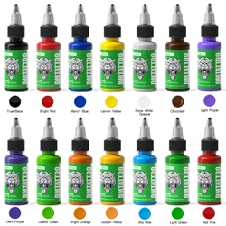 Juego de tinta de tatuaje profesional, 14 colores, planta Natural, Kit de pigmentos de tatuaje negro para pintura corporal permanente, 30ml por botella