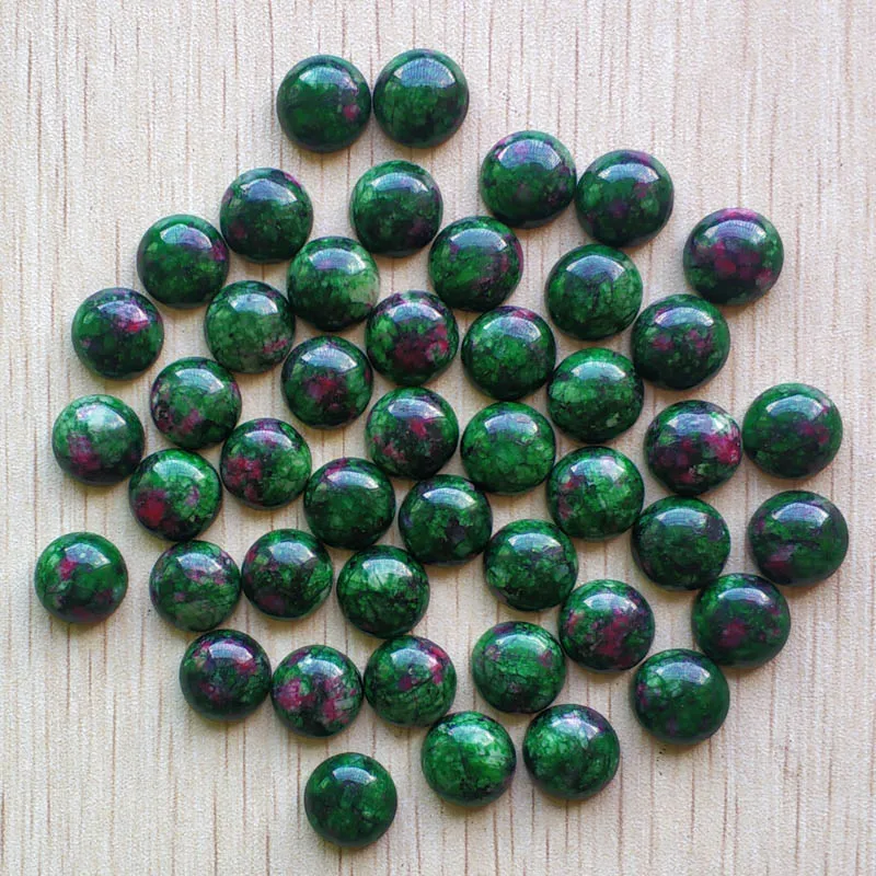 

Wholesale 50pcs/lot fashion natural red and green treasure round CAB CABOCHON stone beads for jewelry Accessories 12mm free