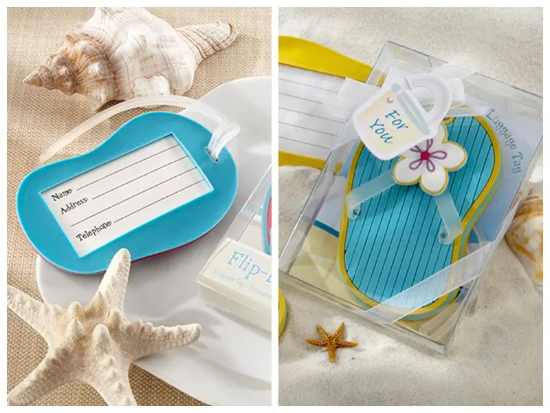 

(20 Pieces/lot) Wedding favors Flip-Flop Luggage Tag in Beach-Themed Gift Box For Party Decoration Guest Gifts and Beach gift