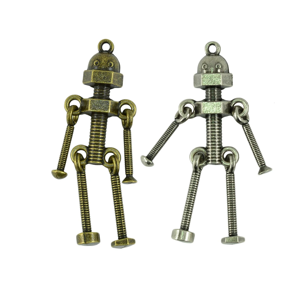 

2pcs Antique Silver bronze Punk Halloween Screw robot necklace DIY pendant