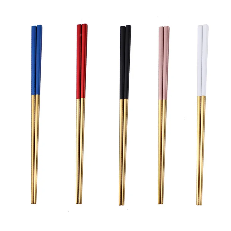 

5 Pairs Sushi Chopsticks 304 Stainless Steel Metal Chop Sticks Food Grade Square Chinese Silver Reusable Chopstick Kitchen Tools