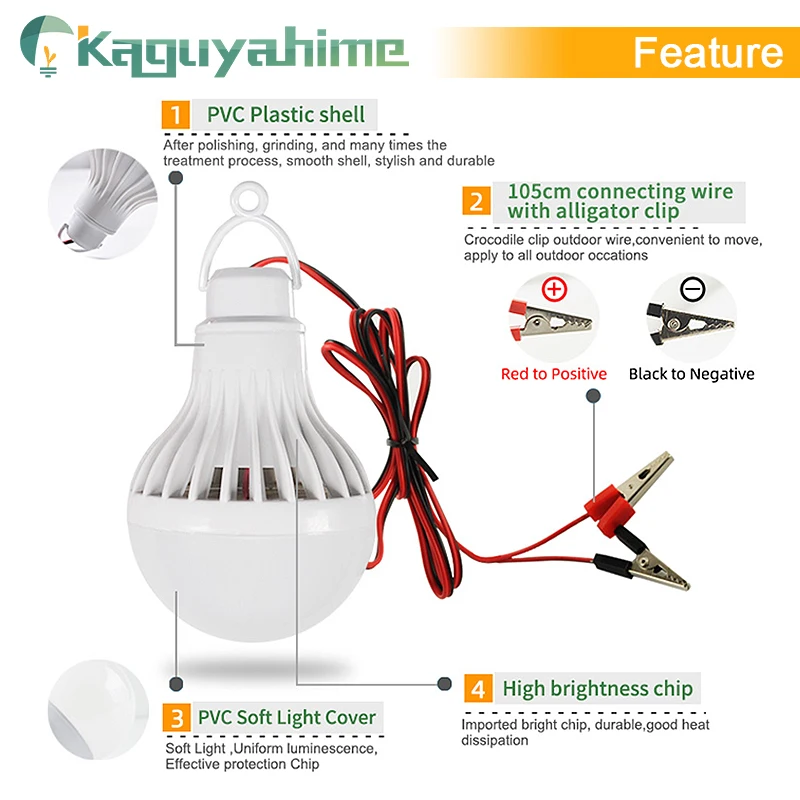 KPS LED Bulb For Car DC 12V With Clip / USB 5V Portable Hang Light Lamp 3W 7W 9W 12W Outdoor Party Camp Night Fishing Emergency