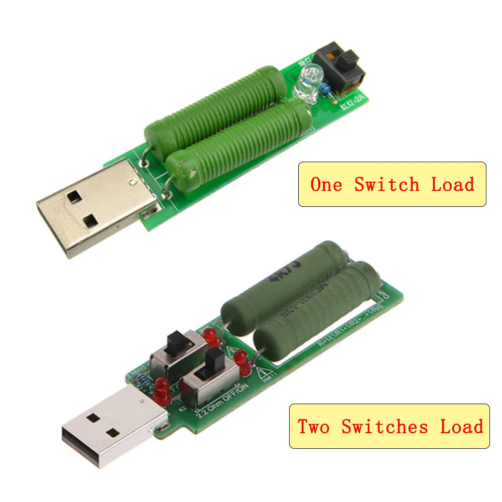 USB resistor dc electronic load With switch adjustable current 5V 1A/2A/3A battery capacity voltage discharge resistance tester