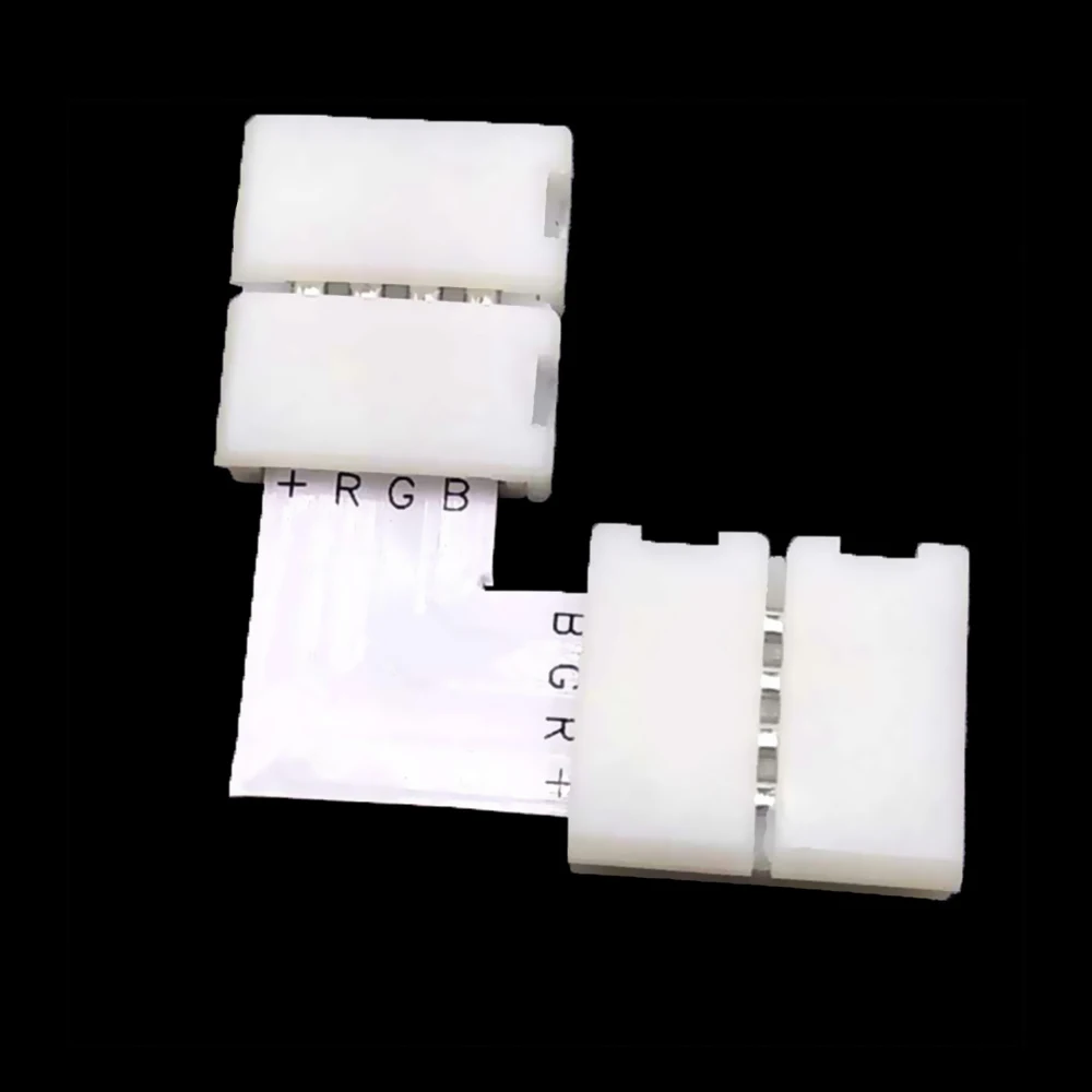 10PCS Solderless L Shape 90 Degree Corner Connectors Rgb 4 Pin Connectors For 12V 5050 10mm Width LED RGB Strip