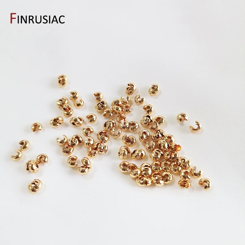 3/4/5 mm 18 Karat vergoldetes Messing, offene Quetschperlen, Abdeckungen, Quetschperlen, Stopper, Abstandsperlen für DIY-Schmuckherstellungszubehör – Detail 14
