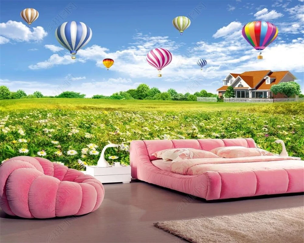 beibehang Customized papel de parede modern new landscape tulip flower sea balloon TV background indoor bedroom wallpaper