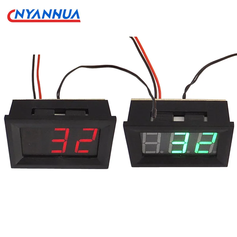 1 قطعة ميزان الحرارة-30 ~ + 70 ℃ ميزان الحرارة DC4.5-28V امدادات الطاقة 0.56 ″LED أنبوب رقمي عكس حماية 48x29x29 مللي متر T27D