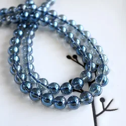 Natural Blue Angel Aqua Aura Quartz 6-10mm Round Loose Beads Jewelry Making DIY For Women