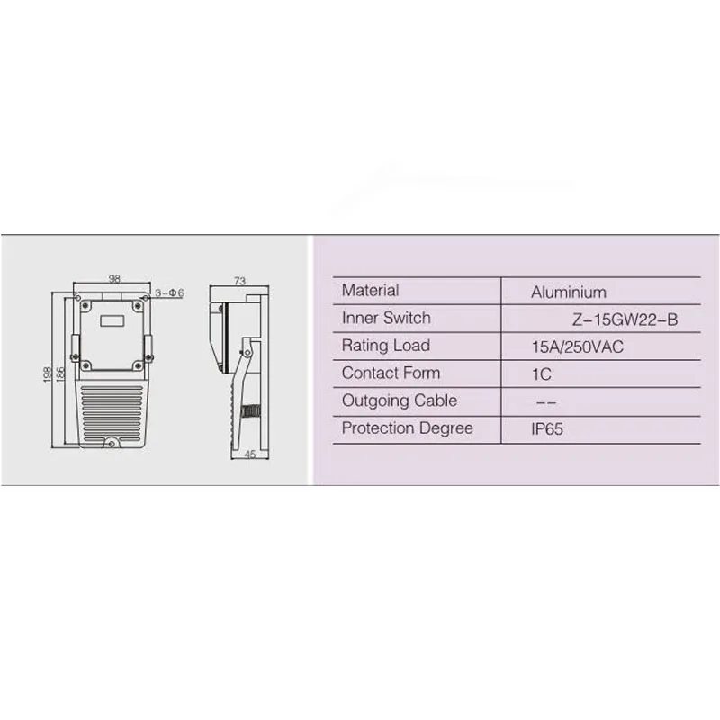 F-402 15A Waterproof Single Foot Pedal Switch, Heavy Duty Industrial Footswitch with Safety Guard for Machine Equipment Control