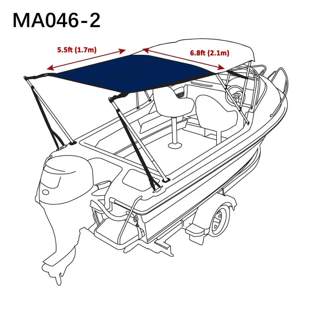 Marine Boat Bimini Top Extension Sun Shade Kit Black Blue Grey MA 046