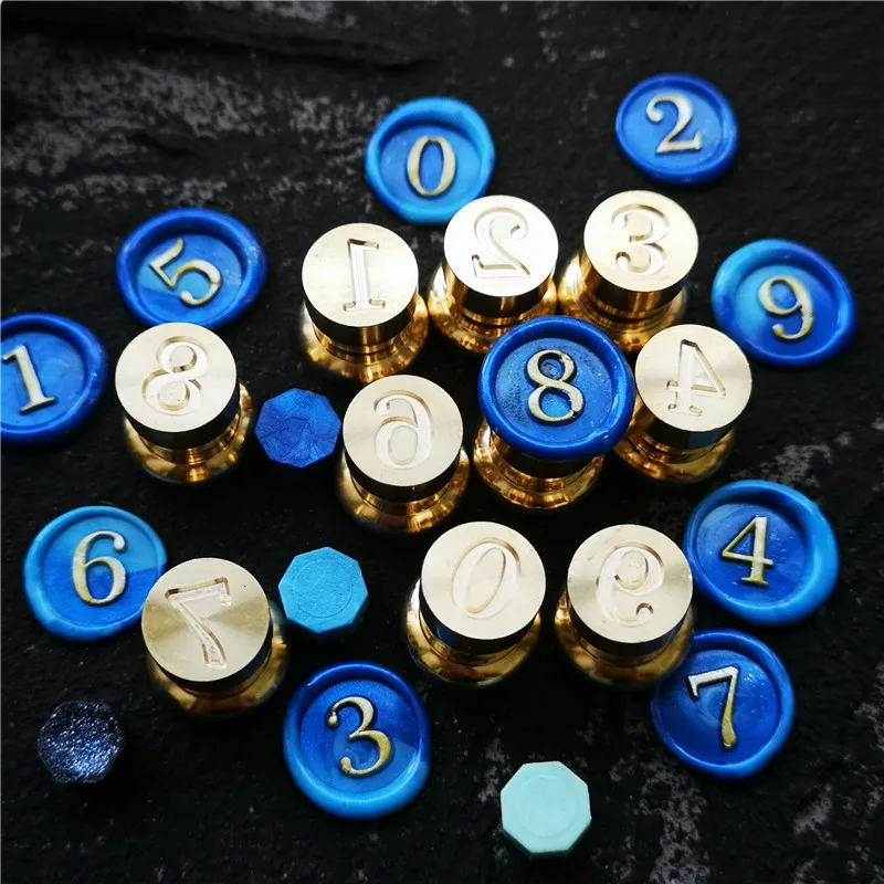 12mm diameter mini number Sealing Wax Stamp brass head and color wood handle DIY Scrapbooking Envelope Card Decoration