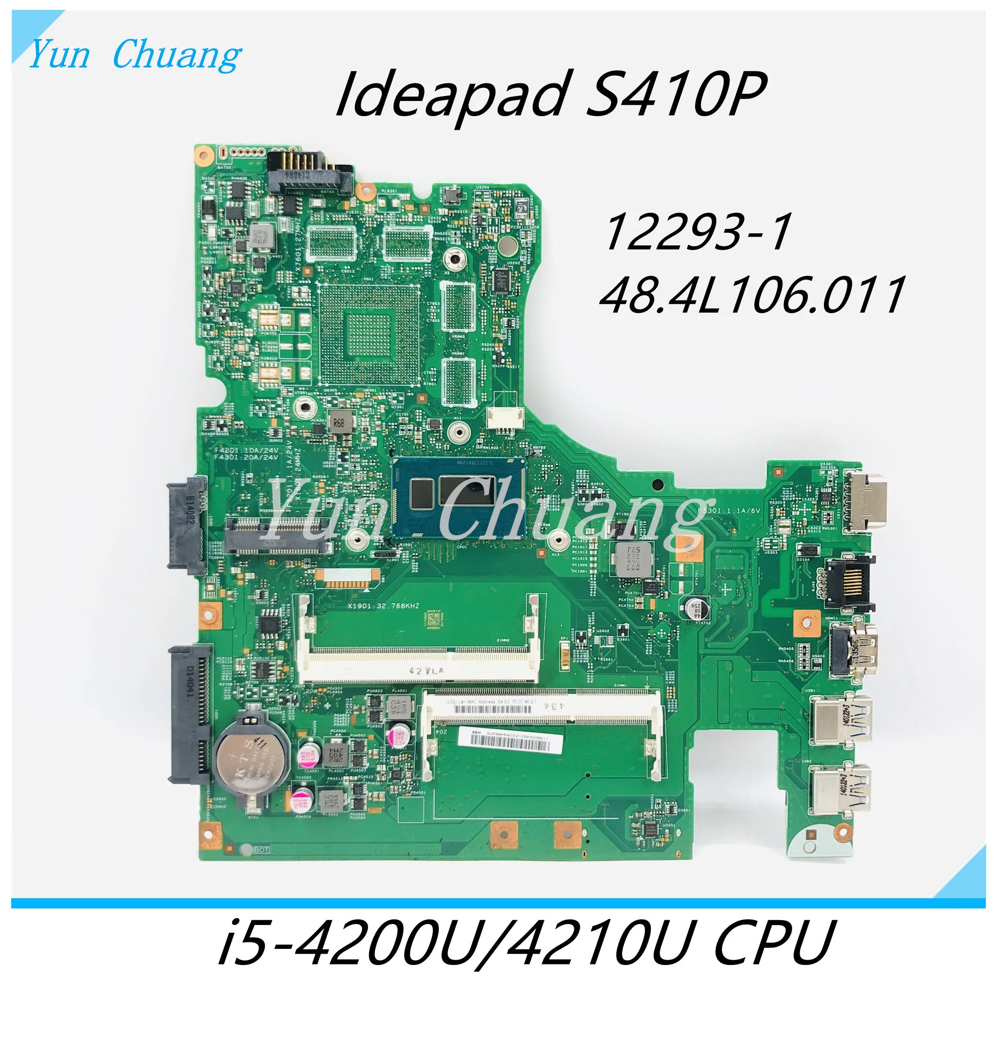 

12293-1 48.4L106.011 motherboard For Lenovo S410P notebook motherboard With i5-4200U/4210U CPU UMA DDR3 100% test work