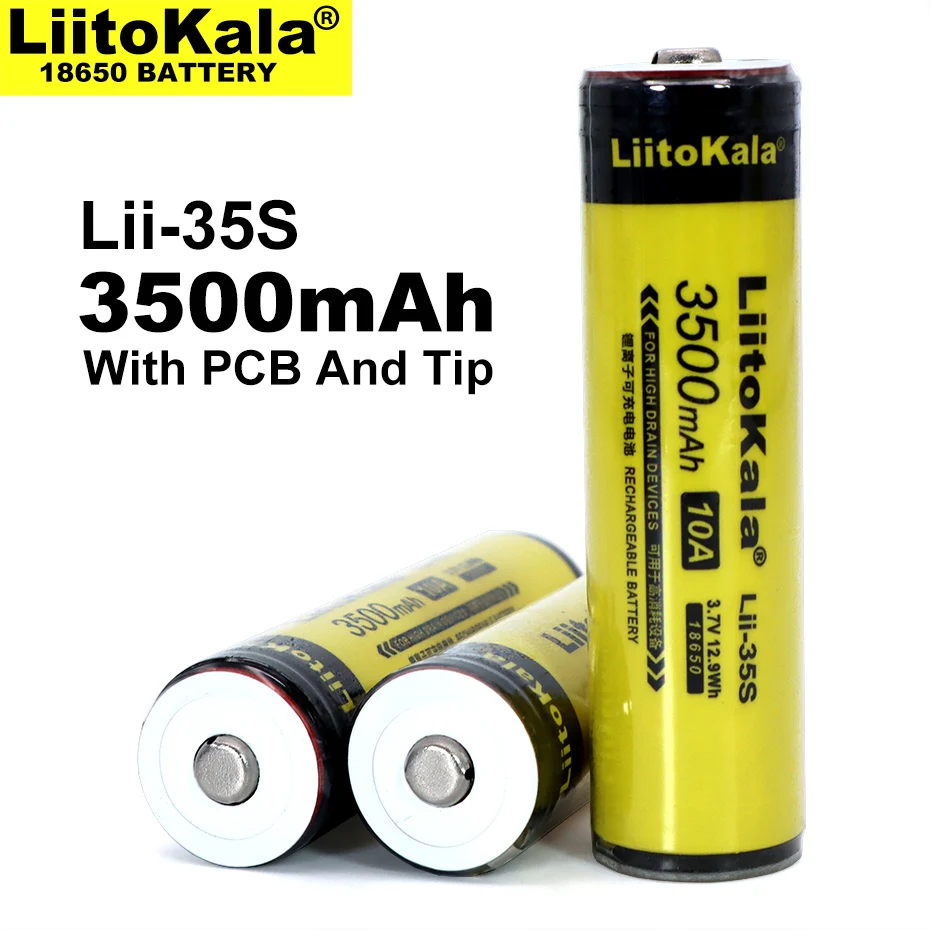 1-10PCS LiitoKala Lii-35S 18650 3.7V Lithium ion 3500mAh Lithium Battery Suitable For Flashlight PCB Protection