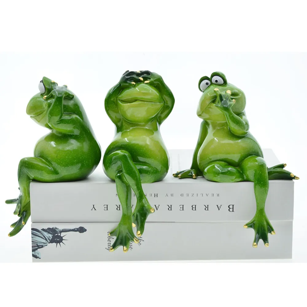 Imagem -02 - Myblue-miniatura Fairy Garden Frog Figurine Nordic Home Decoração Acessórios Decoração do Quarto Não Fale Não Olhe Pcs por Conjunto